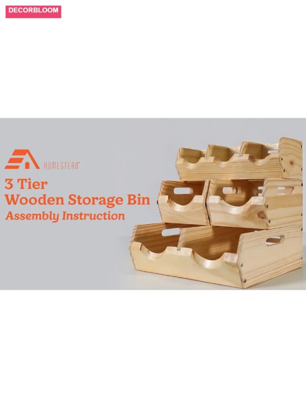 3-Tier Stackable Wood Storage Bin Ventilated Potato Onion Organizer